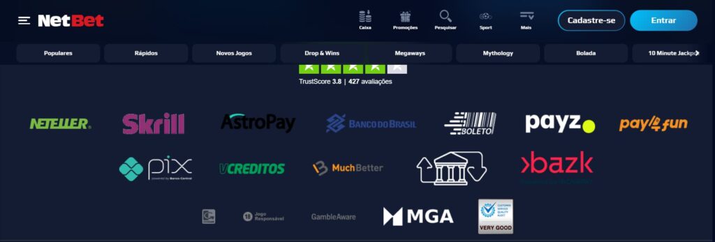  métodos de pagamento do NetBet