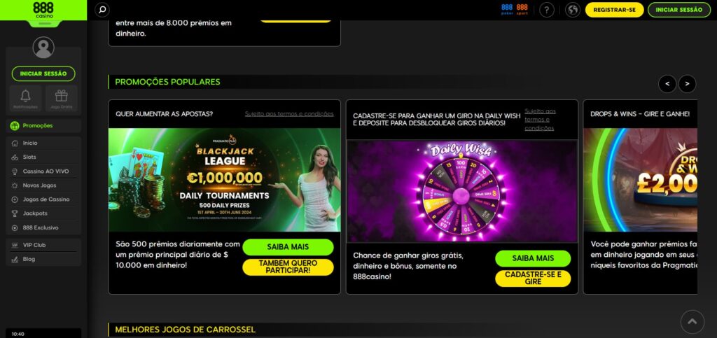 bônus e promoções do cassino